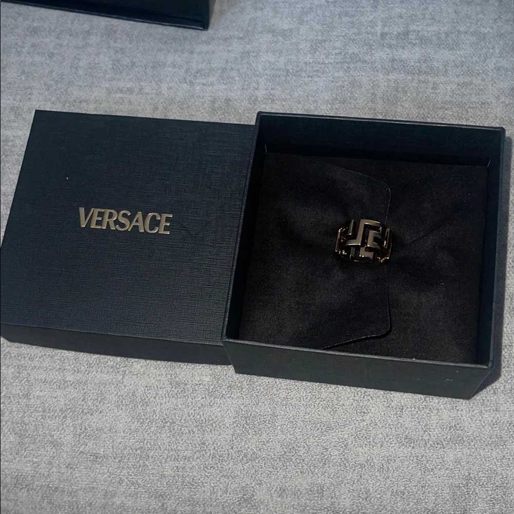 Versace Gold and Black Geometric Ring - Picture 5 of 5